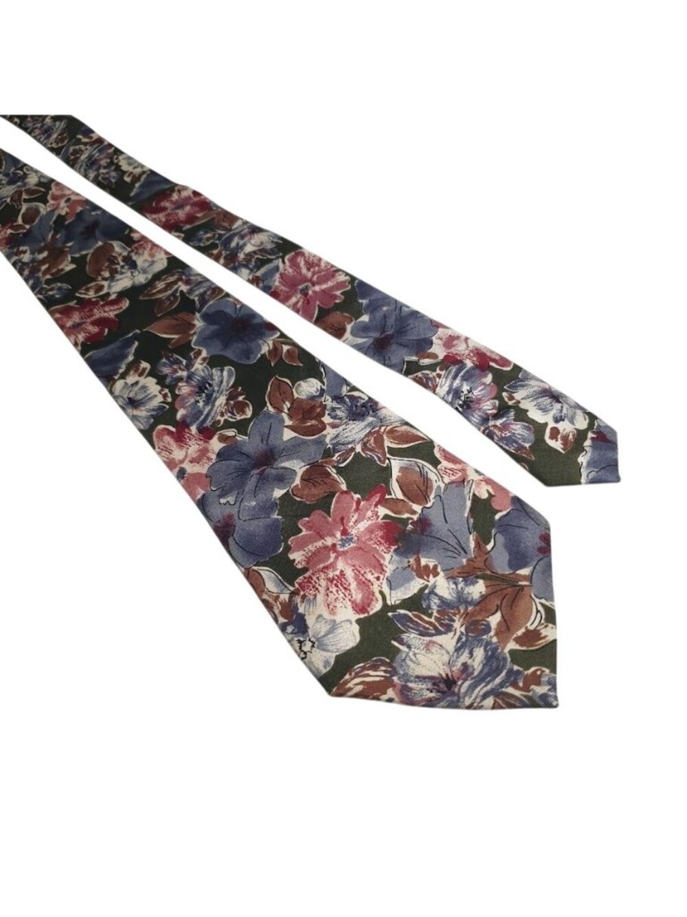 Zylos George Machado Floral Italian Silk Tie Multicolor Roses Leaves Office Gift